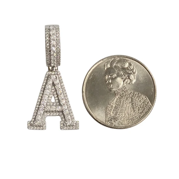 925 Sterling Silver Moissanite Diamond Initial Pendant
